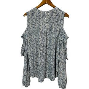 Robert Rodriguez Silk Tunic Top Blouse Micro Floral Print Long Sleeve - 8